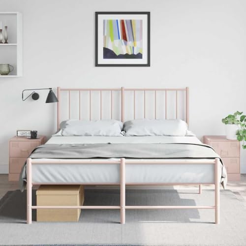 Qnhdfrt Nachttisch Set 2 Stück Rosa aus Stahl 34,5x39x44 cm mit Stauraum Stilvolles Design für Schlafzimmer und Wohnzimmer von Qnhdfrt
