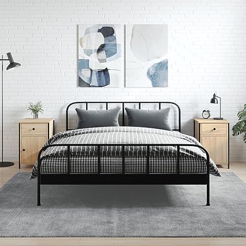 Qnhdfrt Nachttisch Set 2 Stück Sonoma-Eiche Holzwerkstoff mit Eisenrahmen 40x42x60 cm Höhenverstellbar Elegantes Design Viel Stauraum für Schlafzimmer und Wohnzimmer von Qnhdfrt