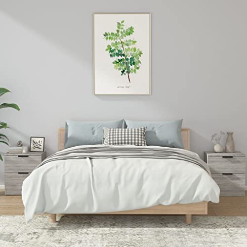 Qnhdfrt Nachttisch Set 2er Grau Sonoma 45x39x50 cm Modernes Holzwerkstoff Design mit 2 Schubladen Stauraum für Schlafzimmer Wohnzimmer Flur von Qnhdfrt