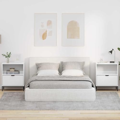 Qnhdfrt Nachttisch Set 2er Hochglanz-Weiß 49x36x61 cm aus Holzwerkstoff mit Schublade & offenem Regal Modernes Sideboard Schlafzimmer für kleine Räume Qnhdfrt Nachttisch Set 2er Hochglanz-Weiß 49x36x61 cm aus Holzwerkstoff mit Schublade & offenem Regal Modernes Sideboard Schlafzimmer für kleine Räume von Qnhdfrt