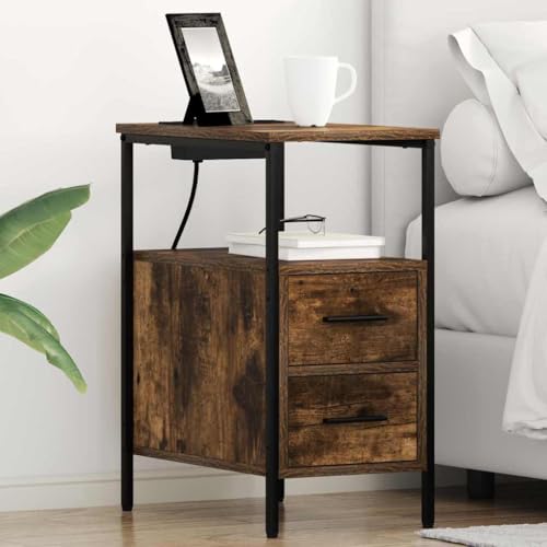 Qnhdfrt Nachttisch Set 2er Räuchereiche 30x48x61 cm mit Ladestation Modernes Sideboard Schlafzimmer kompakt Holzwerkstoff und Stahlrahmen für Schlafzimmer Wohnzimmer Flur Qnhdfrt Nachttisch Set 2er Räuchereiche 30x48x61 cm mit Ladestation Modernes Sideboard Schlafzimmer kompakt Holzwerkstoff und Stahlrahmen für Schlafzimmer Wohnzimmer Flur von Qnhdfrt