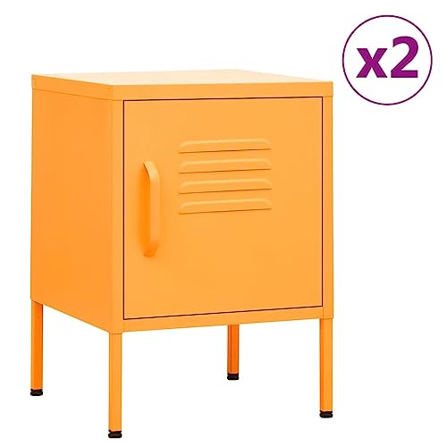 Qnhdfrt Nachttisch Set Senfgelb 2 Stück Stahl Modern Schmal 35x35x51 cm mit Verstellbarem Fach und Schloss für Schlafzimmer Qnhdfrt Nachttisch Set Senfgelb 2 Stück Stahl Modern Schmal 35x35x51 cm mit Verstellbarem Fach und Schloss für Schlafzimmer von Qnhdfrt