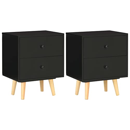 Qnhdfrt Nachttisch Set von 2 Schwarz Schmal 40 x 30 x 50 cm mit 2 Schubladen Massivholz Beine für Schlafzimmer Beistelltisch Kommode Qnhdfrt Nachttisch Set von 2 Schwarz Schmal 40 x 30 x 50 cm mit 2 Schubladen Massivholz Beine für Schlafzimmer Beistelltisch Kommode von Qnhdfrt