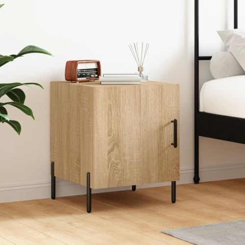 Qnhdfrt Nachttisch Sonoma-Eiche 40x40x50 cm Moderner Nachttisch mit Tür und Metallfüßen Holzwerkstoff Kommode für Schlafzimmer Qnhdfrt Nachttisch Sonoma-Eiche 40x40x50 cm Moderner Nachttisch mit Tür und Metallfüßen Holzwerkstoff Kommode für Schlafzimmer von Qnhdfrt