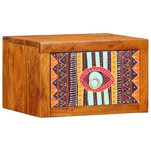 Qnhdfrt Nachttisch Wandmontage Boho 35x30x22 cm Akazie Massivholz Braun mit Handbemalter Intarsie Nachtkommode Schrank für kleine Schlafzimmer Qnhdfrt Nachttisch Wandmontage Boho 35x30x22 cm Akazie Massivholz Braun mit Handbemalter Intarsie Nachtkommode Schrank für kleine Schlafzimmer von Qnhdfrt