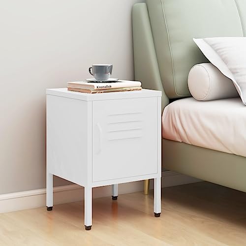 Qnhdfrt Nachttisch Weiß Stahl Modern Schlank 35x35x51 cm mit Verstellbarem Regal Schloss und Nivellierern für Schlafzimmer Beistelltisch Kleiner Tisch Qnhdfrt Nachttisch Weiß Stahl Modern Schlank 35x35x51 cm mit Verstellbarem Regal Schloss und Nivellierern für Schlafzimmer Beistelltisch Kleiner Tisch von Qnhdfrt
