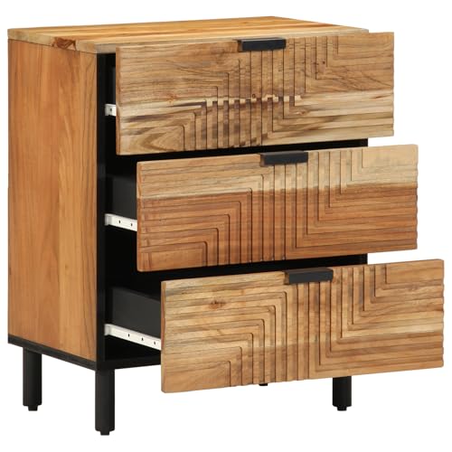 Qnhdfrt Nachttisch aus Massivholz Akazie mit 3 Schubladen, Schmal 50x33x62 cm Braun, Modernes Industriedesign für Schlafzimmer, Wohnzimmer und Balkon als Beistelltisch oder Sideboard Qnhdfrt Nachttisch aus Massivholz Akazie mit 3 Schubladen, Schmal 50x33x62 cm Braun, Modernes Industriedesign für Schlafzimmer, Wohnzimmer und Balkon als Beistelltisch oder Sideboard von Qnhdfrt