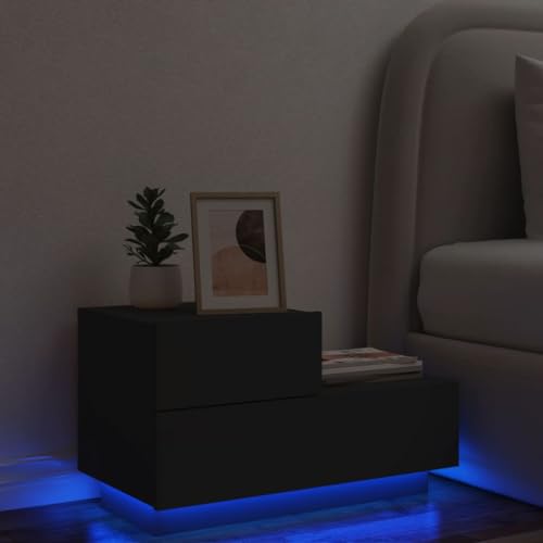 Qnhdfrt Nachttisch mit LED-Beleuchtung Schwarz 70x36x40,5 cm Schmaler Nachttischschrank mit RGB-Lichtern und Stauraum für Schlafzimmer Qnhdfrt Nachttisch mit LED-Beleuchtung Schwarz 70x36x40,5 cm Schmaler Nachttischschrank mit RGB-Lichtern und Stauraum für Schlafzimmer von Qnhdfrt