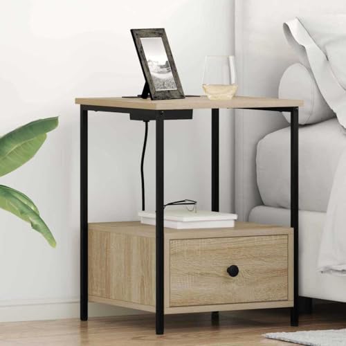 Qnhdfrt Nachttisch mit Ladestation 2er Set aus Holzwerkstoff Sonoma Eiche 42 x 41 x 56 cm moderner Nachtkasten mit USB Anschluss kompakter Beistelltisch für Schlafzimmer Qnhdfrt Nachttisch mit Ladestation 2er Set aus Holzwerkstoff Sonoma Eiche 42 x 41 x 56 cm moderner Nachtkasten mit USB Anschluss kompakter Beistelltisch für Schlafzimmer von Qnhdfrt