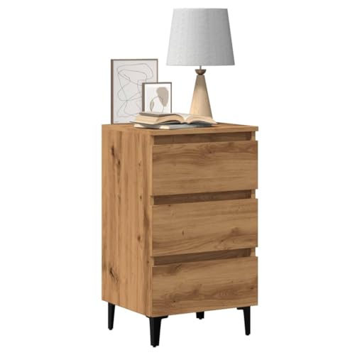Qnhdfrt Nachttisch mit Metallbeinen Artisan-Eiche 40x35x69 cm, Schmaler Nachtschrank mit 3 Schubladen, Industrielles Design, Holzwerkstoff Kommode für Schlafzimmer, Beistelltisch Qnhdfrt Nachttisch mit Metallbeinen Artisan-Eiche 40x35x69 cm, Schmaler Nachtschrank mit 3 Schubladen, Industrielles Design, Holzwerkstoff Kommode für Schlafzimmer, Beistelltisch von Qnhdfrt