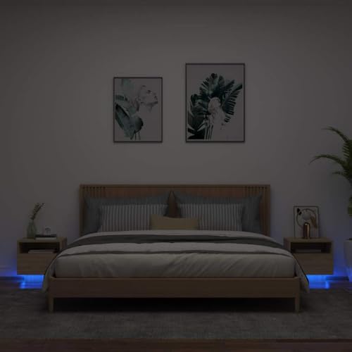 Qnhdfrt Nachttisch mit RGB LED Beleuchtung Sonoma Eiche 40x39x37 cm 2 Stück Schmaler Beistelltisch mit Schublade Praktischer Stauraum für Schlafzimmer Modernes Design Qnhdfrt Nachttisch mit RGB LED Beleuchtung Sonoma Eiche 40x39x37 cm 2 Stück Schmaler Beistelltisch mit Schublade Praktischer Stauraum für Schlafzimmer Modernes Design von Qnhdfrt