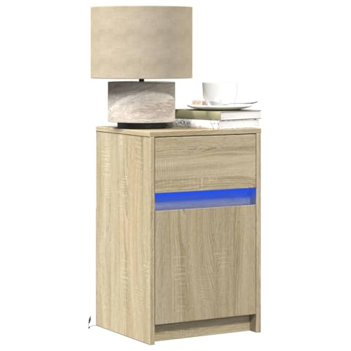 Qnhdfrt Nachttisch mit RGB LED Beleuchtung und Schublade Sonoma Eiche Holzwerkstoff 38x34x61 cm Beistelltisch Nachtschrank für Schlafzimmer und Wohnzimmer Qnhdfrt Nachttisch mit RGB LED Beleuchtung und Schublade Sonoma Eiche Holzwerkstoff 38x34x61 cm Beistelltisch Nachtschrank für Schlafzimmer und Wohnzimmer von Qnhdfrt