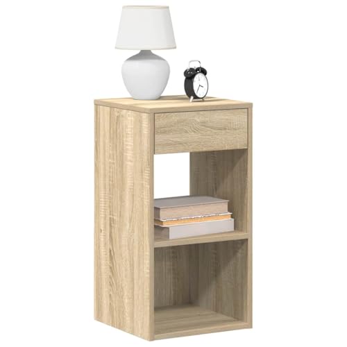 Qnhdfrt Nachttisch mit Schublade 2 Stück Sonoma-Eiche 35x34x66,5 cm für Schlafzimmer mit Stauraum und Robustem Holzwerkstoff von Qnhdfrt