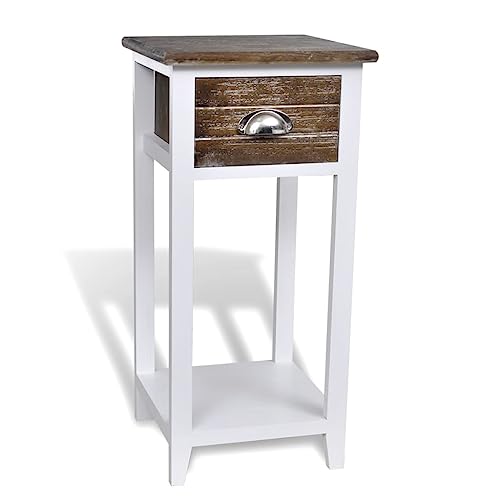 Qnhdfrt Nachttisch mit Schublade Braun Weiß Schmaler Beistelltisch Kommode 30x30x63cm für Schlafzimmer Wohnzimmer Qnhdfrt Nachttisch mit Schublade Braun Weiß Schmaler Beistelltisch Kommode 30x30x63cm für Schlafzimmer Wohnzimmer von Qnhdfrt