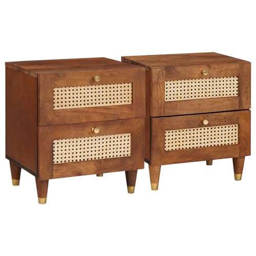 Qnhdfrt Nachttisch mit Schubladen 2er Set Schlankes Design 40 x 33.5 x 46 cm Massivmangoholz und Ingenieurholz Kommode für Schlafzimmer Qnhdfrt Nachttisch mit Schubladen 2er Set Schlankes Design 40 x 33.5 x 46 cm Massivmangoholz und Ingenieurholz Kommode für Schlafzimmer von Qnhdfrt