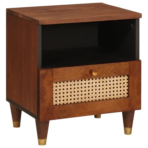 Qnhdfrt Nachttisch mit Schubladen aus Massivmangoholz 40x33x46cm Kompakt Modern für Schlafzimmer und Wohnzimmer von Qnhdfrt