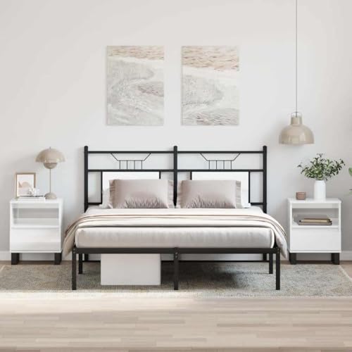 Qnhdfrt Nachttische 2 Stück Hochglanz-Weiß Schmal Modern mit Schublade und Fach 40x35x50 cm Holzwerkstoff Metallbeine für Schlafzimmer und Wohnzimmer von Qnhdfrt