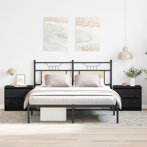 Qnhdfrt Nachttische 2er Set Schwarz Eiche Holzwerkstoff 50x40x43,5 cm mit 4 Schubladen Modernes Design für Schlafzimmer von Qnhdfrt