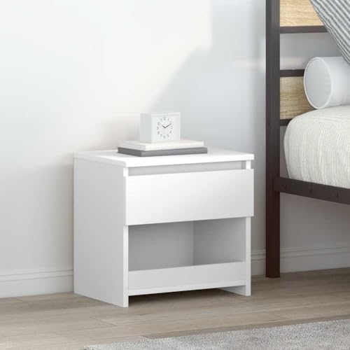 Qnhdfrt Nachttische Set 2 STK. Hochglanz-Weiß 40x30x39 cm Holzwerkstoff mit Schublade und Fach – Elegantes Design, Robust und Vielseitig für Schlafzimmer und Wohnzimmer von Qnhdfrt