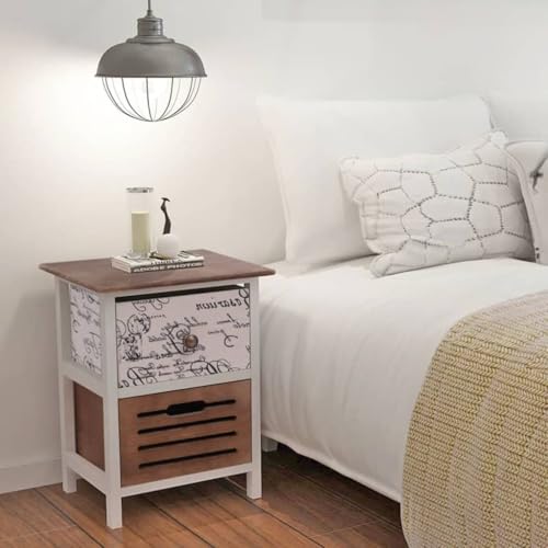 Qnhdfrt Nachttische Set aus 2 Stück Landhausstil Holz Nachttischschrank mit 2 Schubladen schmal 30x28x46cm Rustikaler Beistellschrank für Schlafzimmer Wohnzimmer Qnhdfrt Nachttische Set aus 2 Stück Landhausstil Holz Nachttischschrank mit 2 Schubladen schmal 30x28x46cm Rustikaler Beistellschrank für Schlafzimmer Wohnzimmer von Qnhdfrt