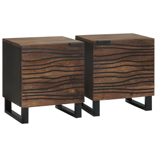 Qnhdfrt Nachttische Set aus massivem Walnussholz mit 2 Schubladen Modernes Design 40x33.5x46 cm Braun Matt 2er Set für Schlafzimmer von Qnhdfrt