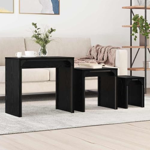 Qnhdfrt Nesting Couchtisch Set 3er Schwarze Eiche 60x35x56 cm Modernes Klapptisch Set mit platzsparendem Design für Living Room Schlafzimmer Flur Qnhdfrt Nesting Couchtisch Set 3er Schwarze Eiche 60x35x56 cm Modernes Klapptisch Set mit platzsparendem Design für Living Room Schlafzimmer Flur von Qnhdfrt