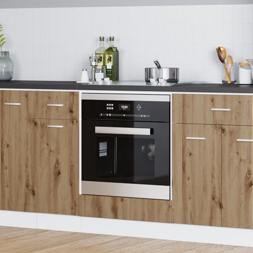 Qnhdfrt Ofenschrank Küchenschrank Artisan Eiche Weiß 60x46x81,5 cm mit Modernem Design großem Stauraum und Wandbefestigung für Küchenorganisation von Qnhdfrt