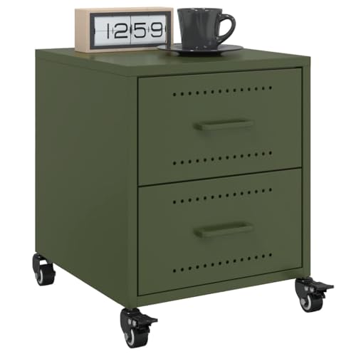 Qnhdfrt Olivgrüne Nachttische aus Stahl 2 Stück 36x39x43,5 cm mit Schubladen und Rollen Modernes Design für Schlafzimmer Qnhdfrt Olivgrüne Nachttische aus Stahl 2 Stück 36x39x43,5 cm mit Schubladen und Rollen Modernes Design für Schlafzimmer von Qnhdfrt