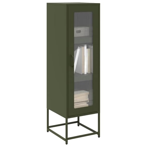Qnhdfrt Olivgrünes Highboard aus Kaltgewalztem Stahl 36x39x123 cm mit Praktischen Griffen und Metallfüßen als Küchenschrank Sideboard für Wohnzimmer Büro Schlafzimmer Flur von Qnhdfrt