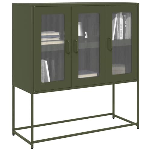 Qnhdfrt Olivgrünes Sideboard aus Kaltgewalztem Stahl 100,5x39x107 cm mit Stauraum und Metallfüßen für Küche Wohnzimmer Flur Büro Qnhdfrt Olivgrünes Sideboard aus Kaltgewalztem Stahl 100,5x39x107 cm mit Stauraum und Metallfüßen für Küche Wohnzimmer Flur Büro von Qnhdfrt