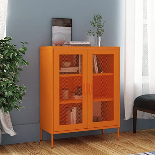 Qnhdfrt Orange Lagerschrank aus Stahl 80x35x101,5 cm mit 2 Gittertüren und verstellbaren Einlegeböden Allzweckschrank für Haushalt Werkstatt Garten Qnhdfrt Orange Lagerschrank aus Stahl 80x35x101,5 cm mit 2 Gittertüren und verstellbaren Einlegeböden Allzweckschrank für Haushalt Werkstatt Garten von Qnhdfrt