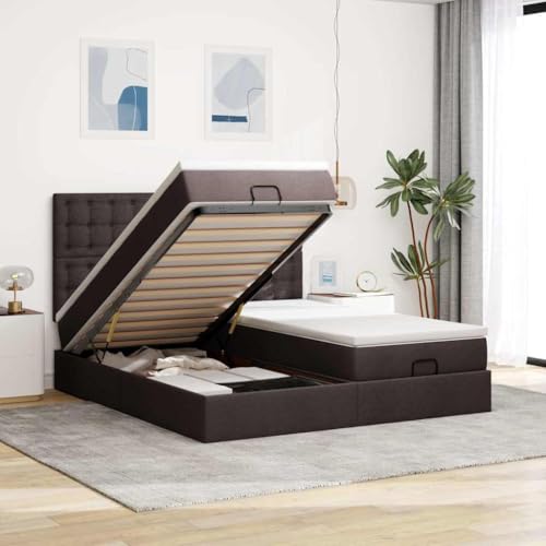 Qnhdfrt Ottoman Bettgestell mit Matratzen 200x200 cm Dunkelbraun Stoff Doppelbett mit Stauraum und hydraulischem Hebemechanismus für Schlafzimmer Qnhdfrt Ottoman Bettgestell mit Matratzen 200x200 cm Dunkelbraun Stoff Doppelbett mit Stauraum und hydraulischem Hebemechanismus für Schlafzimmer von Qnhdfrt
