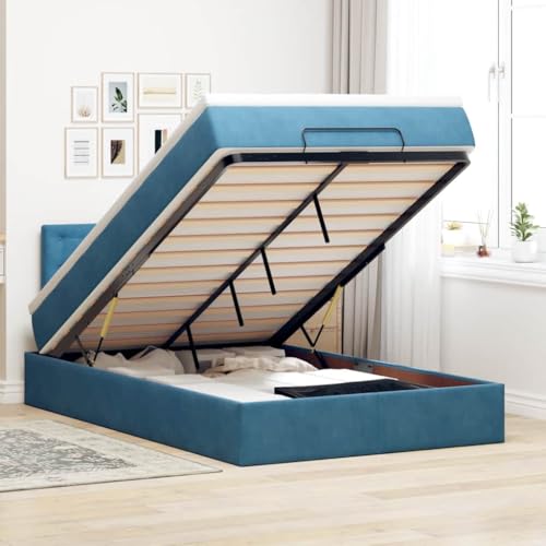Qnhdfrt Ottomanbett 120x200 cm Samt Dunkelblau mit Taschenfederkernmatratze 20 cm Komfort & 780 L Stauraum hydraulisch Gästebett für Jugendzimmer Schlafzimmer Qnhdfrt Ottomanbett 120x200 cm Samt Dunkelblau mit Taschenfederkernmatratze 20 cm Komfort & 780 L Stauraum hydraulisch Gästebett für Jugendzimmer Schlafzimmer von Qnhdfrt