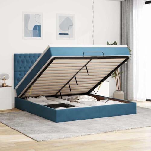 Qnhdfrt Ottomanbett 160x200 cm Samt Dunkelblau mit Taschenfederkern Matratze & Topper hydraulischer Stauraumbett Rahmen 280 kg Belastbar für Schlafzimmer Gästezimmer Qnhdfrt Ottomanbett 160x200 cm Samt Dunkelblau mit Taschenfederkern Matratze & Topper hydraulischer Stauraumbett Rahmen 280 kg Belastbar für Schlafzimmer Gästezimmer von Qnhdfrt