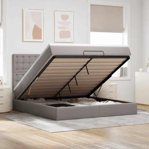 Qnhdfrt Ottomanbett 180x200 mit Matratze und LED Beleuchtung Taupe Stoffbezug Taschenfederkern mittelfest großer Stauraum modernes Design für Schlafzimmer und Gästezimmer Qnhdfrt Ottomanbett 180x200 mit Matratze und LED Beleuchtung Taupe Stoffbezug Taschenfederkern mittelfest großer Stauraum modernes Design für Schlafzimmer und Gästezimmer von Qnhdfrt