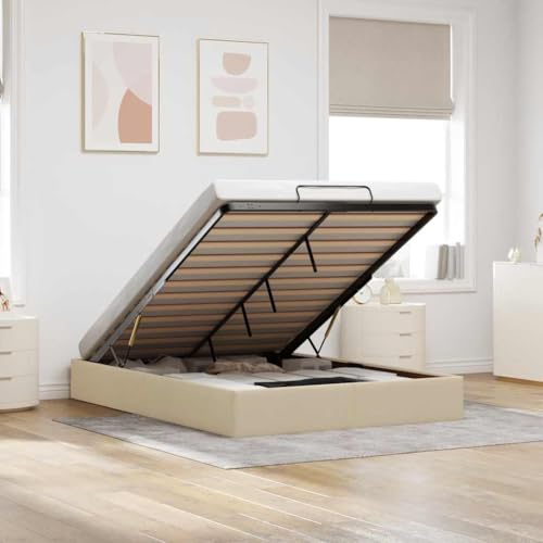 Qnhdfrt Ottomanbett Creme 140x200 cm mit hydraulischem Hebemechanismus und großzügigem Stauraum Modernes Stoffbett für Schlafzimmer Gästebett und kleine Räume Qnhdfrt Ottomanbett Creme 140x200 cm mit hydraulischem Hebemechanismus und großzügigem Stauraum Modernes Stoffbett für Schlafzimmer Gästebett und kleine Räume von Qnhdfrt