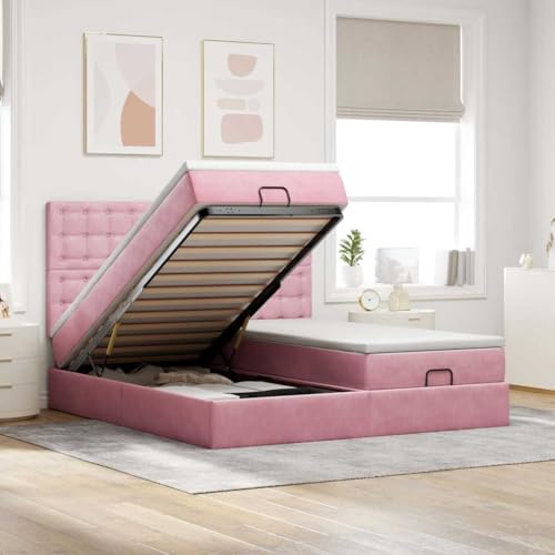 Qnhdfrt Ottomanbett Rosa 200x200 cm Samt Doppelbett mit Taschenfederkernmatratzen Hydraulischer Stauraum LED Beleuchtung Modernes Polsterbett für Schlafzimmer und Gästezimmer Qnhdfrt Ottomanbett Rosa 200x200 cm Samt Doppelbett mit Taschenfederkernmatratzen Hydraulischer Stauraum LED Beleuchtung Modernes Polsterbett für Schlafzimmer und Gästezimmer von Qnhdfrt