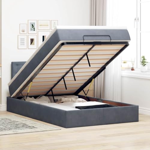 Qnhdfrt Ottomanbett mit Matratze 120x200 cm Samt Dunkelgrau Hydraulischer Stauraum LED Beleuchtung Taschenfederkernmatratze für Schlafzimmer Gästebett Qnhdfrt Ottomanbett mit Matratze 120x200 cm Samt Dunkelgrau Hydraulischer Stauraum LED Beleuchtung Taschenfederkernmatratze für Schlafzimmer Gästebett von Qnhdfrt
