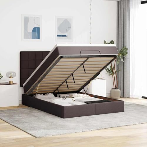 Qnhdfrt Ottomanbett mit Matratze 140x200 cm Dunkelbraun Stoffbetten mit Stauraum LED Beleuchtung und Taschenfederkernmatratze für Schlafzimmer Gästebett und Wohnbereich Qnhdfrt Ottomanbett mit Matratze 140x200 cm Dunkelbraun Stoffbetten mit Stauraum LED Beleuchtung und Taschenfederkernmatratze für Schlafzimmer Gästebett und Wohnbereich von Qnhdfrt