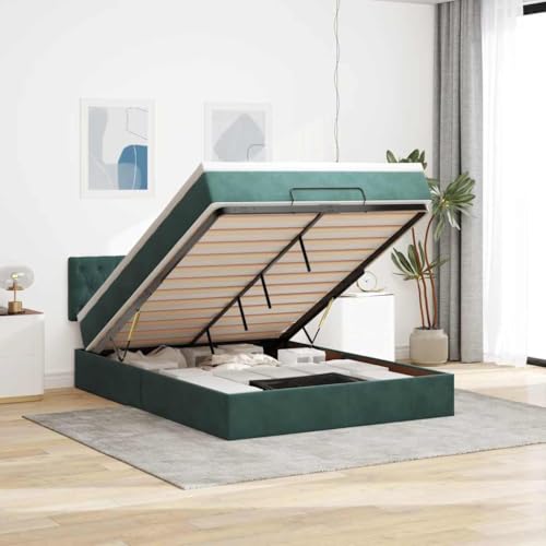 Qnhdfrt Ottomanbett mit Matratze 140x200 cm Dunkelgrün Samt Bettgestell mit Stauraum und hydraulischem Hebemechanismus für erholsamen Schlaf Qnhdfrt Ottomanbett mit Matratze 140x200 cm Dunkelgrün Samt Bettgestell mit Stauraum und hydraulischem Hebemechanismus für erholsamen Schlaf von Qnhdfrt