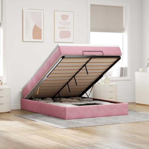 Qnhdfrt Ottomanbett mit Matratze 140x200 cm Rosa Samt Stoff Bezug Taschenfederkern Mittel Fest Stauraum Bettgestell für Schlafzimmer Gästezimmer Qnhdfrt Ottomanbett mit Matratze 140x200 cm Rosa Samt Stoff Bezug Taschenfederkern Mittel Fest Stauraum Bettgestell für Schlafzimmer Gästezimmer von Qnhdfrt
