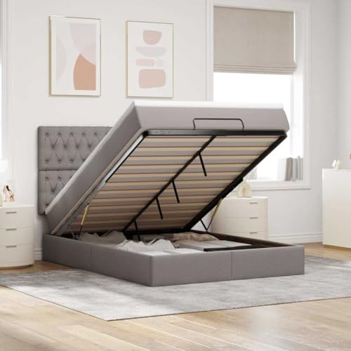 Qnhdfrt Ottomanbett mit Matratze 140x200 cm Taupe Stoff Bettgestell mit Stauraum LED Beleuchtung und Taschenfederkernmatratze für Schlafzimmer und Gästezimmer Qnhdfrt Ottomanbett mit Matratze 140x200 cm Taupe Stoff Bettgestell mit Stauraum LED Beleuchtung und Taschenfederkernmatratze für Schlafzimmer und Gästezimmer von Qnhdfrt