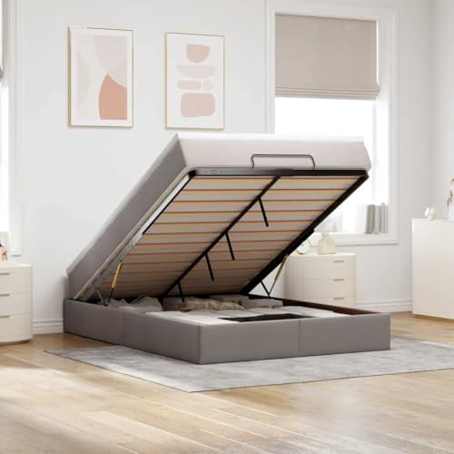Qnhdfrt Ottomanbett mit Matratze 140x200 cm Taupe Stoff Taschenfederkernmatratze mit Stauraum Hydraulikmechanismus für optimalen Komfort und platzsparende Aufbewahrung Qnhdfrt Ottomanbett mit Matratze 140x200 cm Taupe Stoff Taschenfederkernmatratze mit Stauraum Hydraulikmechanismus für optimalen Komfort und platzsparende Aufbewahrung von Qnhdfrt