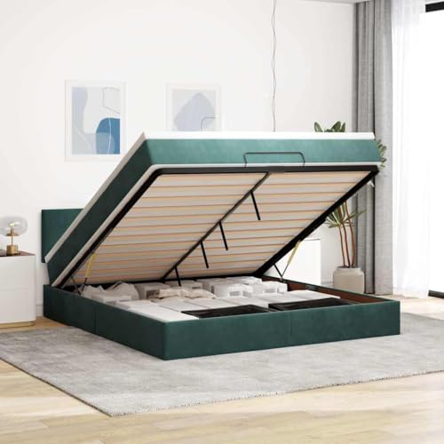 Qnhdfrt Ottomanbett mit Matratze 160x200 cm Dunkelgrün Samt Stoff Bettgestell mit Kopfteil und Taschenfederkernmatratze Hydraulischer Stauraum für Schlafzimmer Qnhdfrt Ottomanbett mit Matratze 160x200 cm Dunkelgrün Samt Stoff Bettgestell mit Kopfteil und Taschenfederkernmatratze Hydraulischer Stauraum für Schlafzimmer von Qnhdfrt