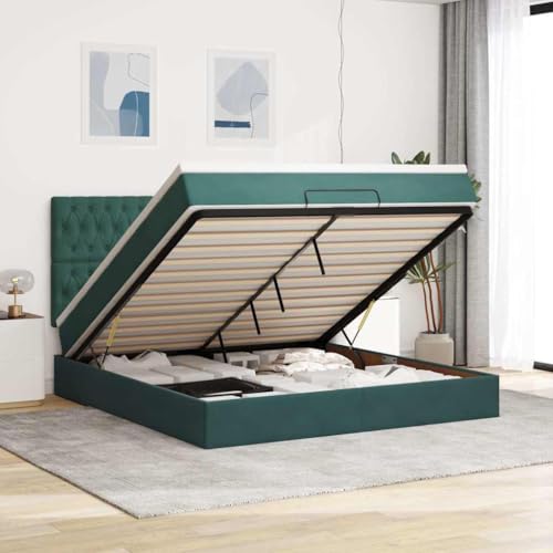 Qnhdfrt Ottomanbett mit Matratze 160x200 cm Dunkelgrün Samt Stoff Bettgestell mit LED Beleuchtung Hydraulischer Stauraum und Taschenfederkernmatratze für Schlafzimmer und Gästezimmer Qnhdfrt Ottomanbett mit Matratze 160x200 cm Dunkelgrün Samt Stoff Bettgestell mit LED Beleuchtung Hydraulischer Stauraum und Taschenfederkernmatratze für Schlafzimmer und Gästezimmer von Qnhdfrt