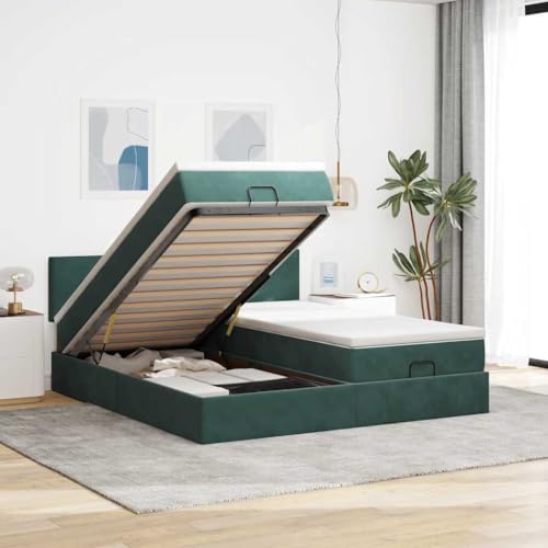 Qnhdfrt Ottomanbett mit Matratze 180x200 cm Dunkelgrün Samt Stoff Taschenfederkern Hydraulik Stauraum für Schlafzimmer und Gästezimmer Qnhdfrt Ottomanbett mit Matratze 180x200 cm Dunkelgrün Samt Stoff Taschenfederkern Hydraulik Stauraum für Schlafzimmer und Gästezimmer von Qnhdfrt