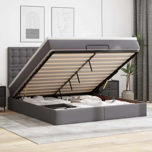 Qnhdfrt Ottomanbett mit Matratze 180x200 cm Grau Kunstleder Bettgestell mit Stauraum und Taschenfederkernmatratze für erholsamen Schlaf Qnhdfrt Ottomanbett mit Matratze 180x200 cm Grau Kunstleder Bettgestell mit Stauraum und Taschenfederkernmatratze für erholsamen Schlaf von Qnhdfrt