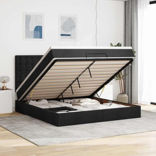 Qnhdfrt Ottomanbett mit Matratze 180x200 cm Schwarz Stoff Bettgestell mit LED Beleuchtung Hydraulischer Stauraum und Taschenfederkern Matratze für Schlafzimmer und Gästezimmer Qnhdfrt Ottomanbett mit Matratze 180x200 cm Schwarz Stoff Bettgestell mit LED Beleuchtung Hydraulischer Stauraum und Taschenfederkern Matratze für Schlafzimmer und Gästezimmer von Qnhdfrt