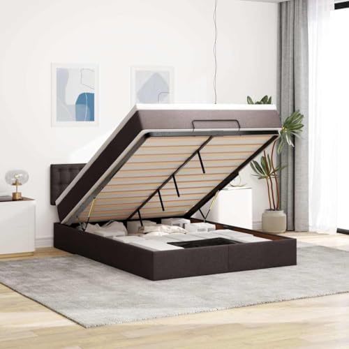 Qnhdfrt Ottomanbett mit Matratze und LED Beleuchtung 140x190 cm Dunkelbraun Modernes Stoffbett mit Hydraulik Stauraum und Taschenfederkern für Schlafzimmer Gästebett oder Jugendzimmer Qnhdfrt Ottomanbett mit Matratze und LED Beleuchtung 140x190 cm Dunkelbraun Modernes Stoffbett mit Hydraulik Stauraum und Taschenfederkern für Schlafzimmer Gästebett oder Jugendzimmer von Qnhdfrt