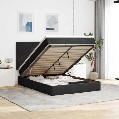 Qnhdfrt Ottomanbett mit Matratzen 140x200 cm Samtstoff Schwarz Hydraulisches Bettgestell mit Stauraum und Taschenfederkernmatratze für erholsamen Schlaf Qnhdfrt Ottomanbett mit Matratzen 140x200 cm Samtstoff Schwarz Hydraulisches Bettgestell mit Stauraum und Taschenfederkernmatratze für erholsamen Schlaf von Qnhdfrt